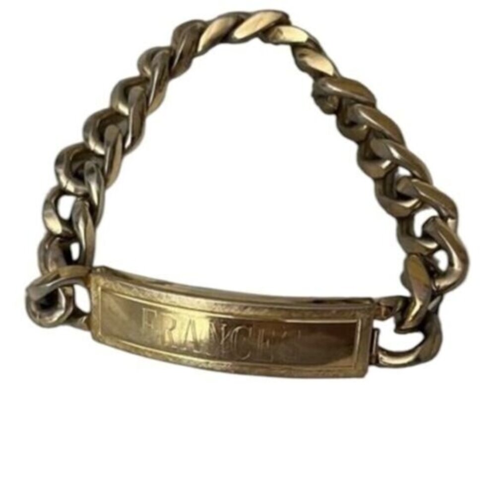 Vintage Speidel Vintage Men's Gold Tone ID Bracelet 1980s Engraved